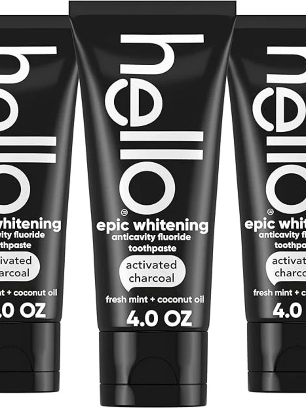 Hello Epic Whitening Activated Charcoal Toothpaste with Fluoride, Bundle of 3
